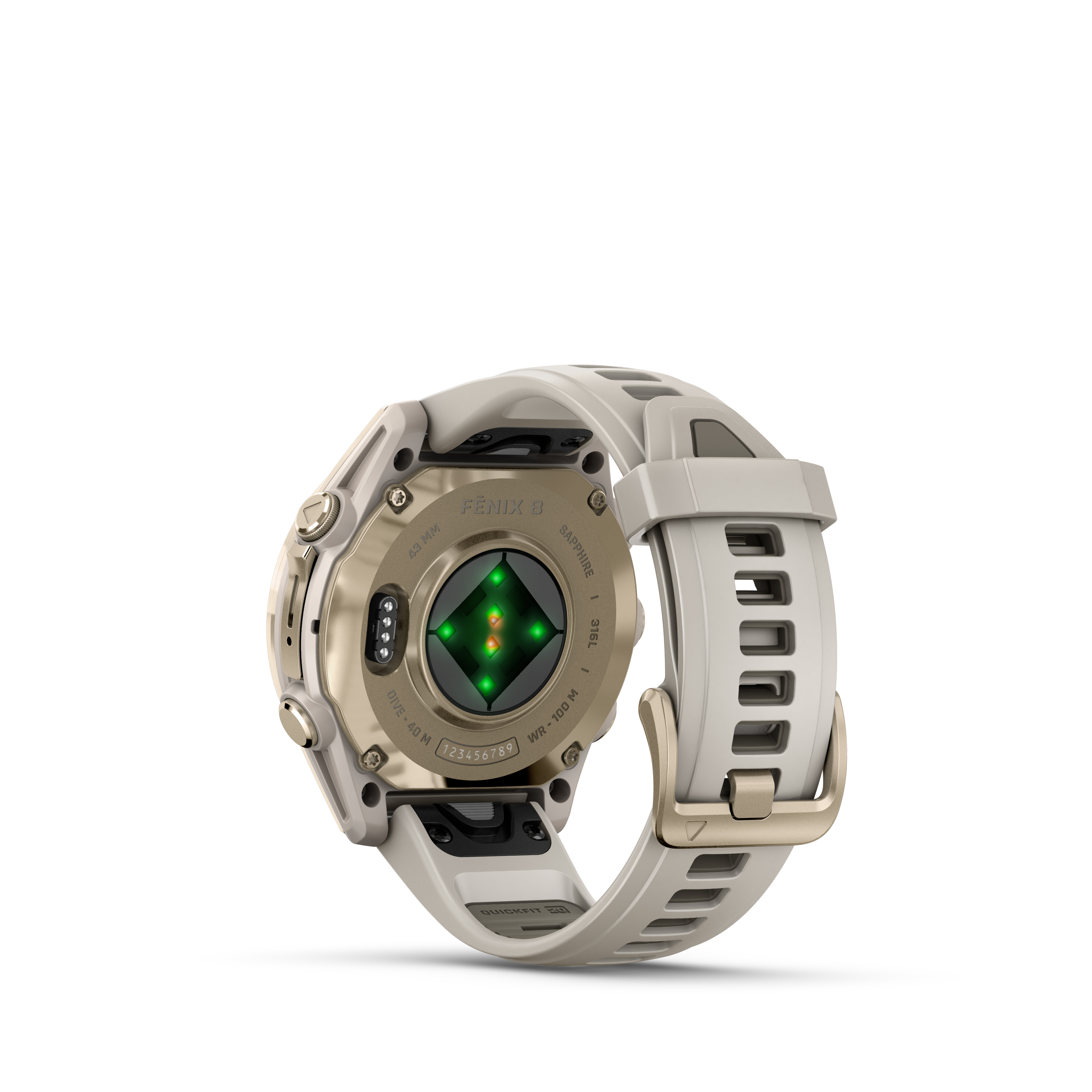 fenix 8 43mm, AMOLED, Sapphire, Nebelgrau/Softgold